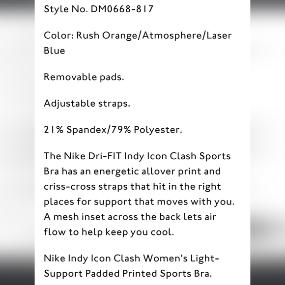"NEW" Nike Indy ICON Clash Women's Large Light-Support Padded Printed Sports Bra - Picture 4 of 5